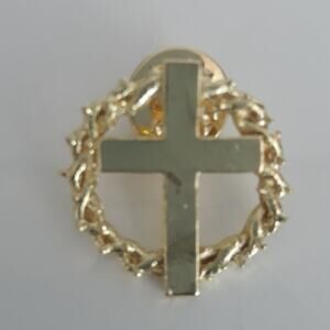 Vintage Gold Cross Crown of Thorns Lapel Pin